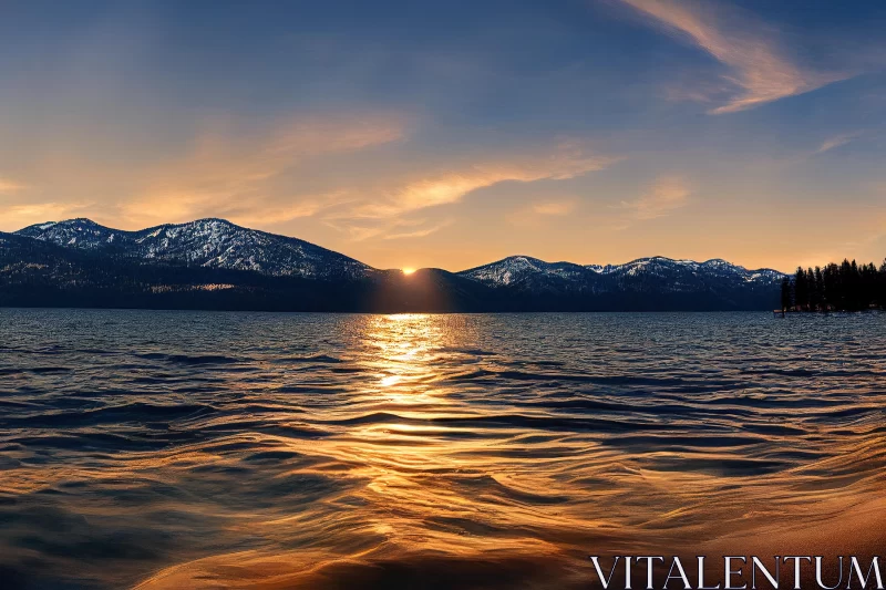 Captivating Sunset Over a Serene Lake - A Visual Masterpiece AI Image