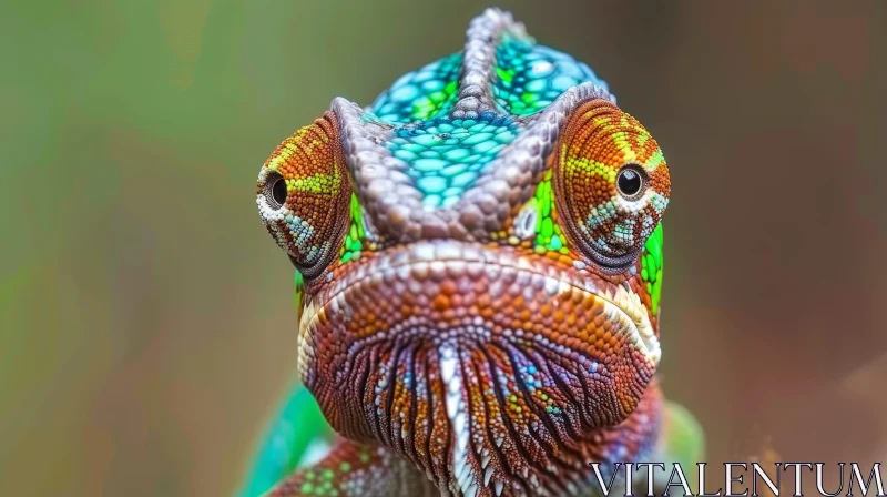 Close-Up Chameleon with Colorful Scales in Studio Environment AI Image