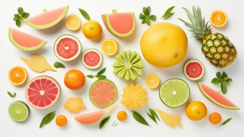 Colorful Citrus Fruits Flat Lay Composition