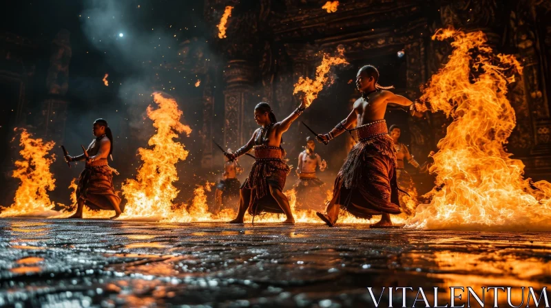 Enchanting Balinese Fire Dance Performance AI Image