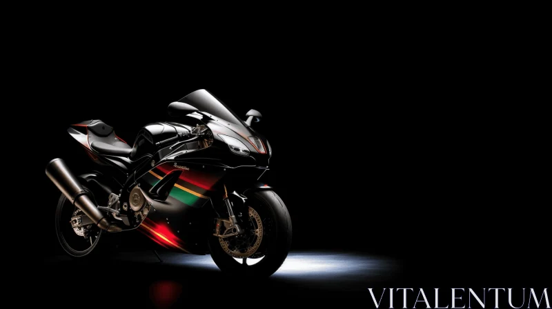 AI ART Glowing Light Motorbike on Dark Background - Chromatic Vibrancy and Precision Engineering