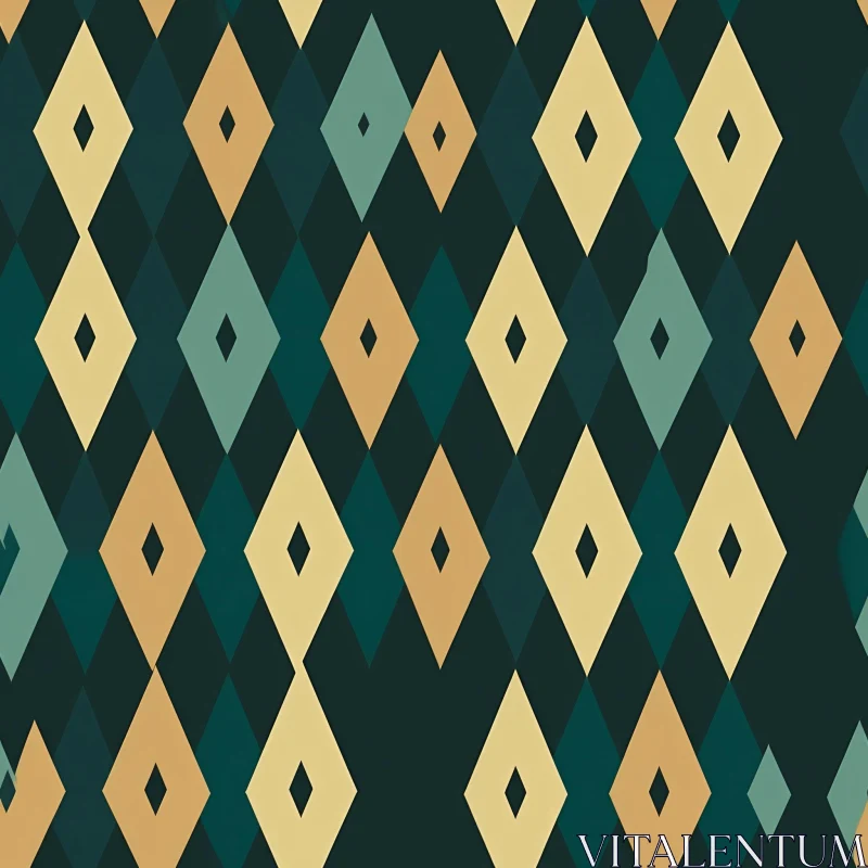 Green and Brown Diamond Grid Pattern AI Image