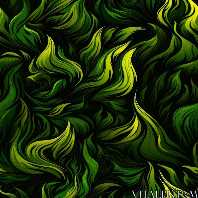 Green and Yellow Leaves Pattern - Nature Inspired Design AI Image