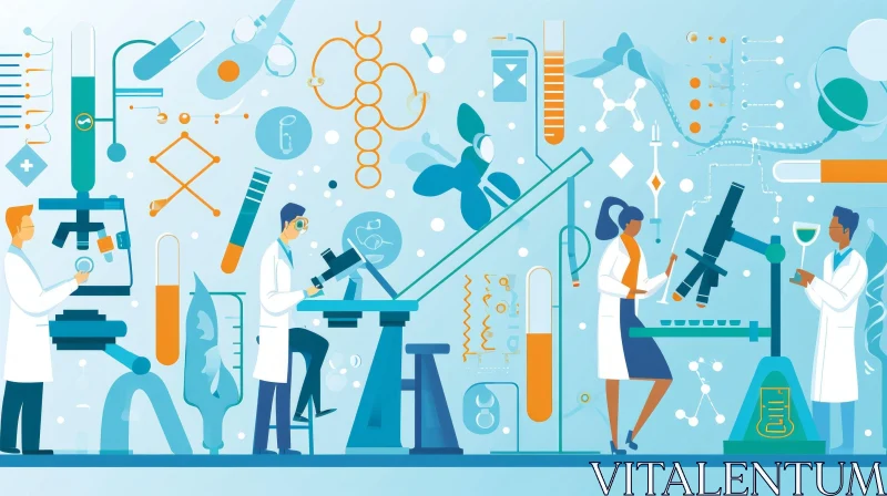 Modern Laboratory with Scientists | Lively Cartoon Style AI Image