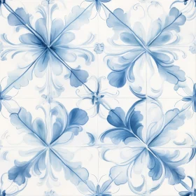 Blue and White Floral Portuguese Tile Pattern