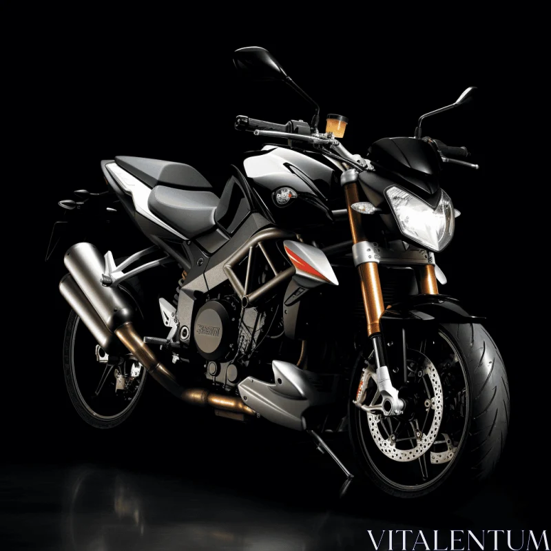 Captivating Black and Silver Motorcycle on a Dark Background AI Image