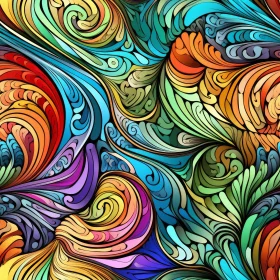 Colorful Abstract Painting with Wavy Pattern