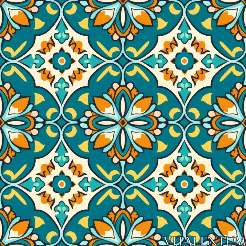 AI ART Colorful Moroccan Tile Pattern - Traditional Design