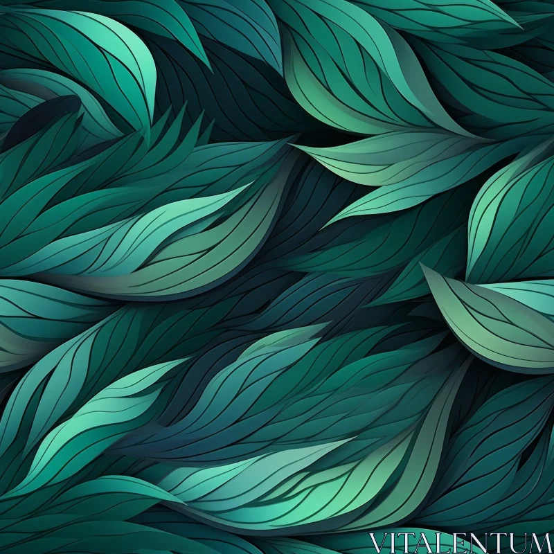 AI ART Dark Green Leaves Seamless Pattern