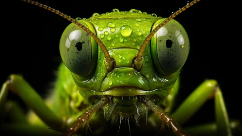Detailed Green Grasshopper Close-Up