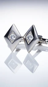 Elegant Silver Diamond Cufflinks - Jewelry Accessory