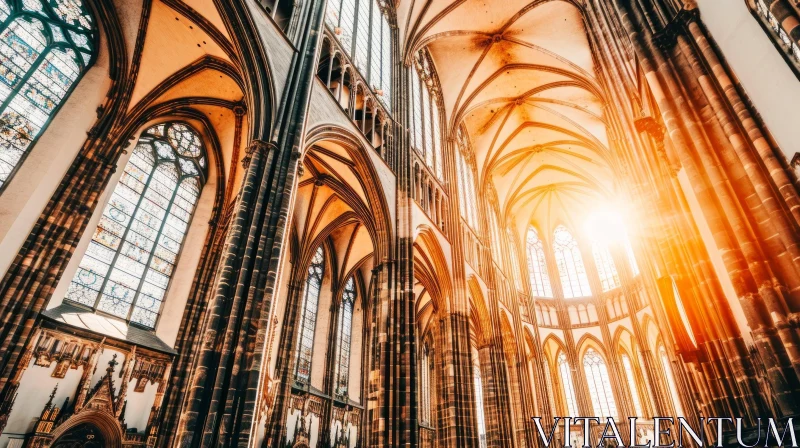 Gothic Cathedral Interior: Awe-inspiring Beauty and Spiritual Ambiance AI Image