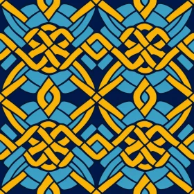 Intricate Celtic Knots Pattern in Blue and Yellow