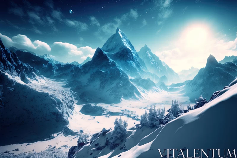 Majestic Snowy Landscape: A Captivating Journey Into Nature's Beauty AI Image