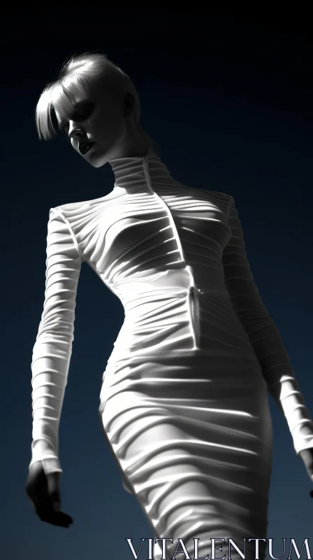 Modern White Dress Fashion Photography AI Image