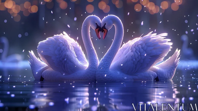 Romantic Swans on Lake - Perfect for Valentine's Day AI Image