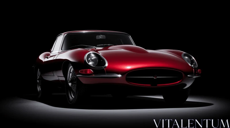 Vintage Red Jaguar E-Type Car from the 1940s | Minimalist Photography AI Image