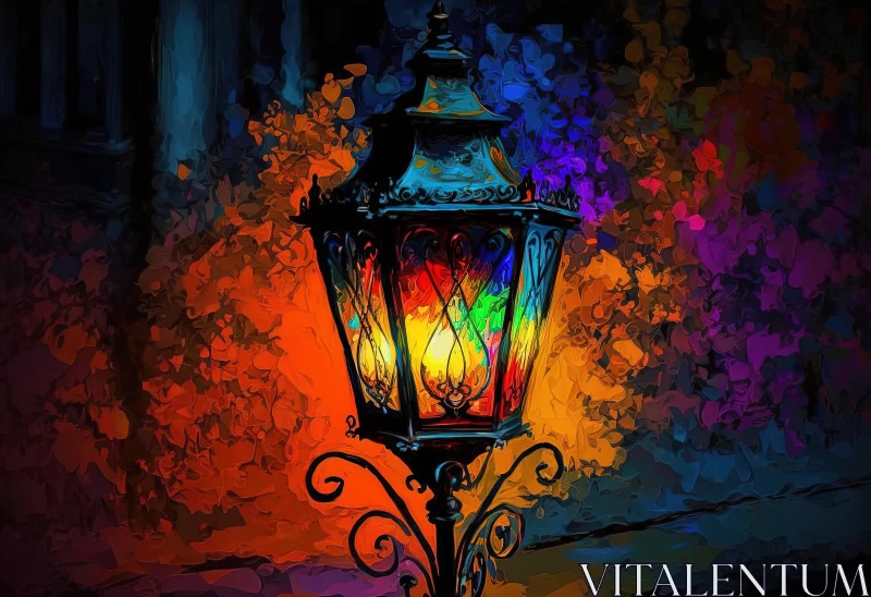 Enchanting Street Lamp Painting | Digital Art | Wrought Iron AI Image