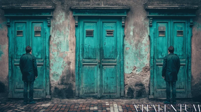Enigmatic Blue Doors: A Captivating Photograph AI Image