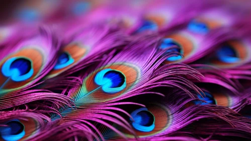 Intricate Peacock Feather: Deep Purple & Green Colors
