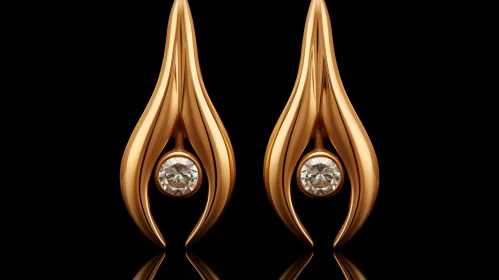 Luxurious Gold Leaf Earrings with Diamonds - Elegant Jewelry