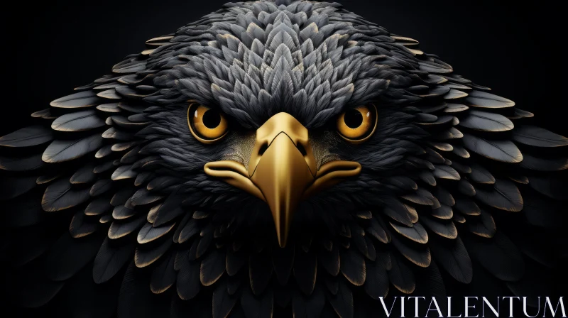 Majestic Eagle 3D Rendering with Golden Eyes AI Image
