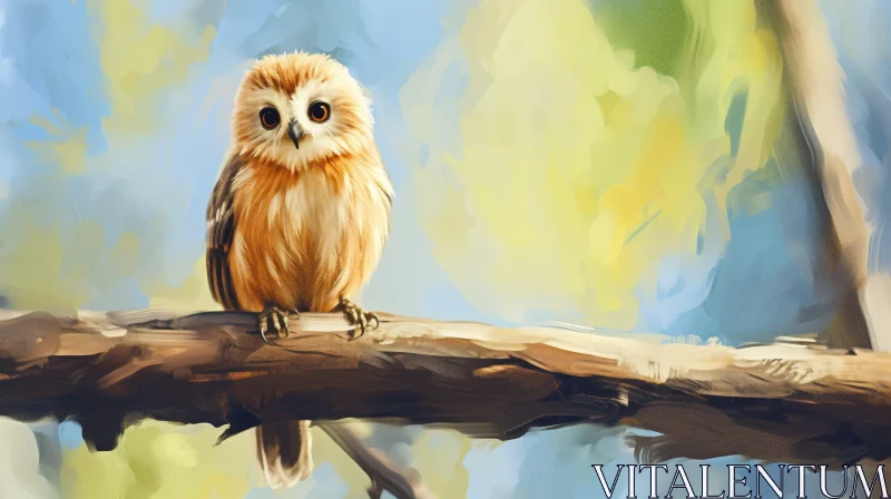 Majestic Owl Painting on Branch - Nature Artwork AI Image