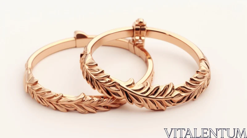 Rose Gold Leaf Pattern Bracelets - Fashion Accessories AI Image