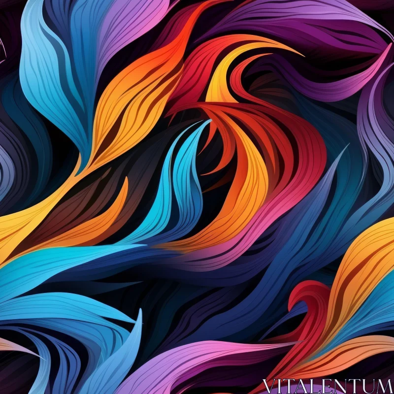 Colorful Abstract Painting with Blue Background AI Image