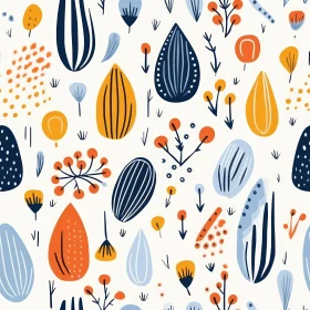 Colorful Floral Hand-Drawn Pattern for Fabric and Wallpaper