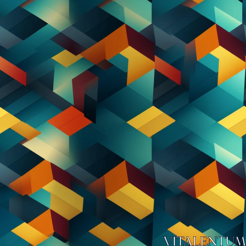 Colorful Geometric Cubes Pattern AI Image