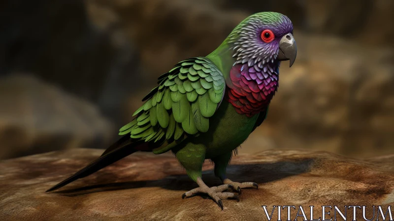 Colorful Parrot 3D Rendering on Branch AI Image