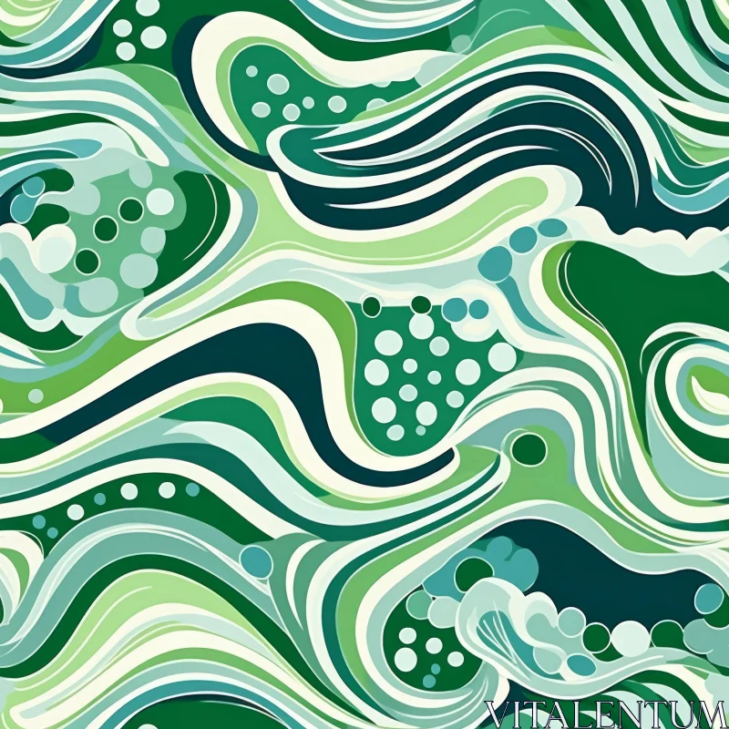 Elegant Green and Blue Wave Pattern for Versatile Designs AI Image