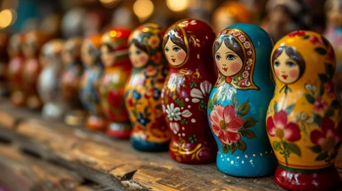 Russian Nesting Dolls - Traditional Wooden Dolls with Floral Patterns