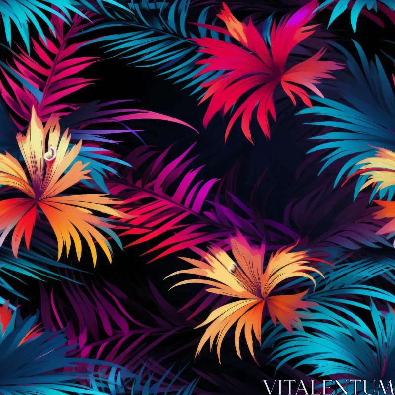 AI ART Bright Tropical Floral Pattern for Summer Projects