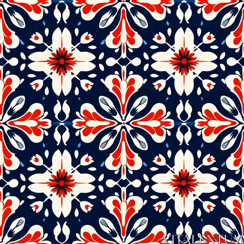 Colorful Floral Tile Pattern - Traditional Portuguese Design AI Image