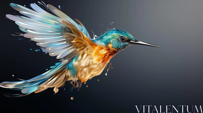 AI ART Colorful Hummingbird Digital Painting