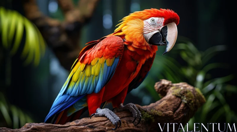 AI ART Colorful Scarlet Macaw Parrot in Lush Jungle