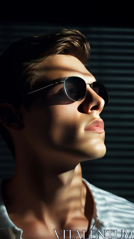 Fashionable Young Man in Sunglasses Portrait AI Image