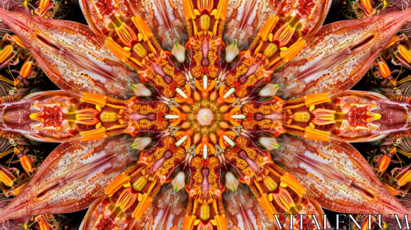 Orange Flower Kaleidoscope Pattern AI Image