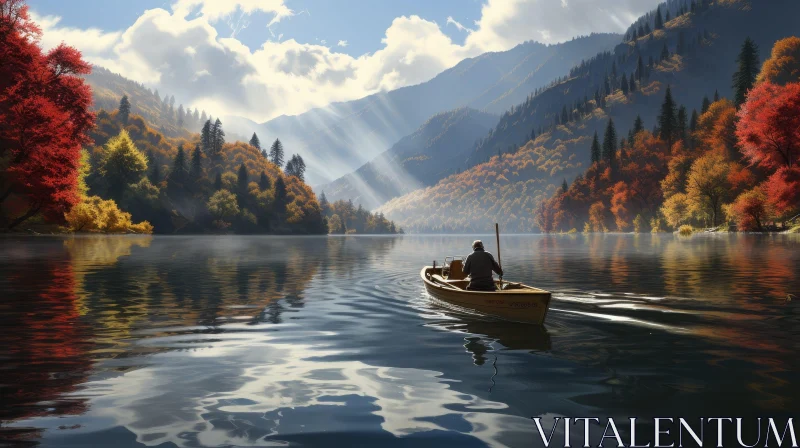 AI ART Tranquil Mountain Lake in Autumn