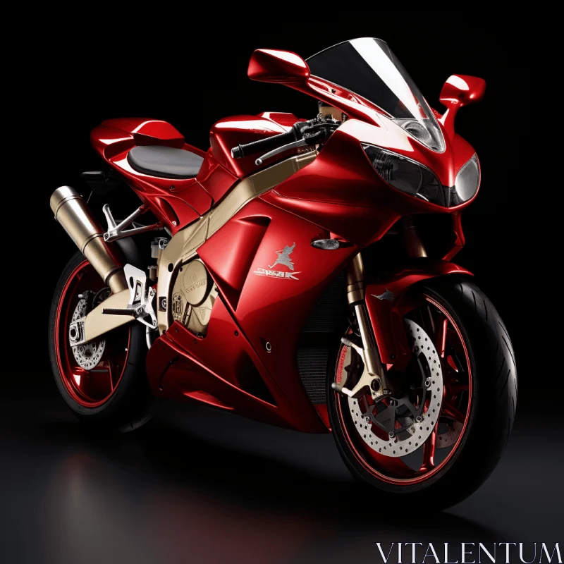 Captivating Red Motorcycle with Exquisite Craftsmanship AI Image