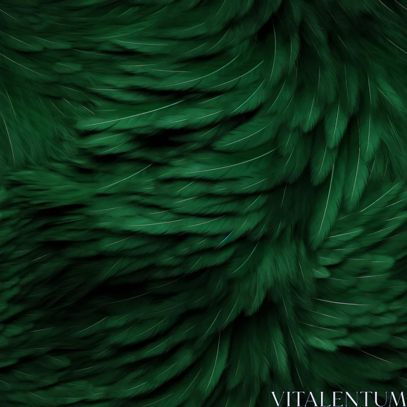 Dark Green Feather Seamless Pattern Background AI Image