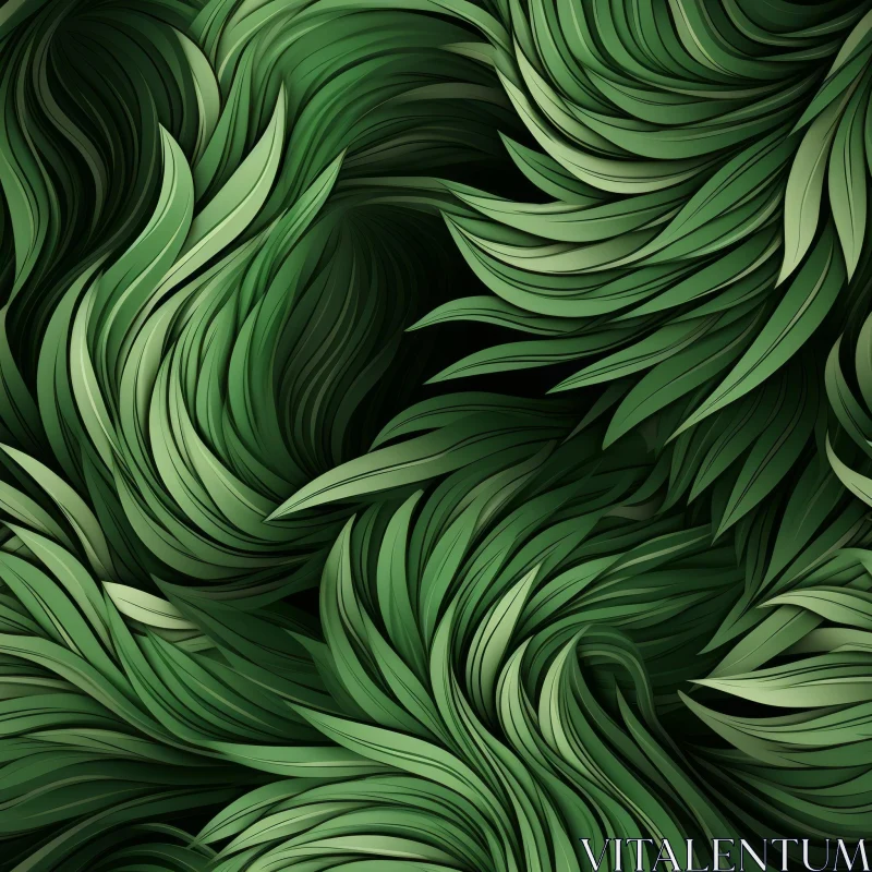 AI ART Green Leaves Swirling Pattern Background