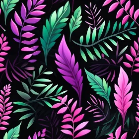Pink and Green Leaves Seamless Pattern