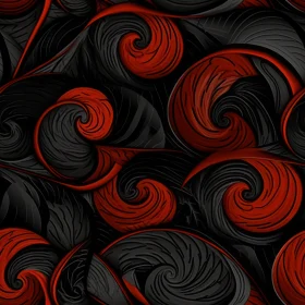 Red and Black Swirls Seamless Pattern - 3D Gradient Background