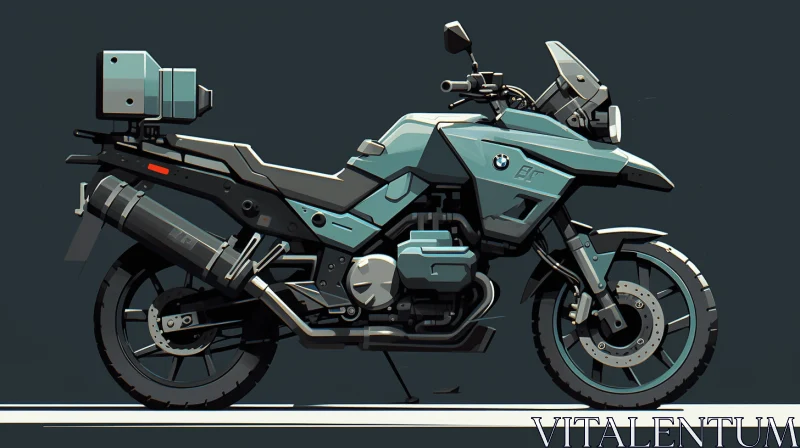 Striking Blue Motorcycle on Dark Green Background | Adventure Themed Art AI Image