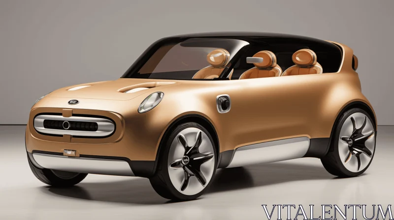 Beige Kia Smart Car Concept in Dark Orange and Bronze | Artistic Rendering AI Image