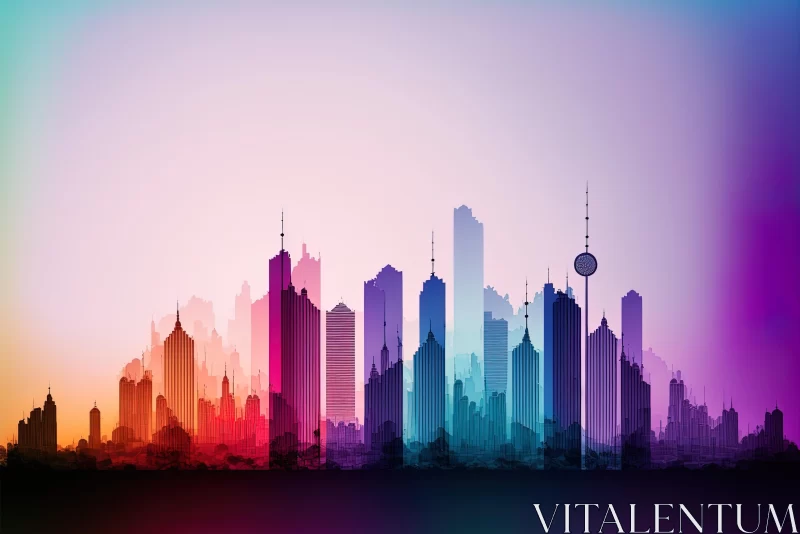 Captivating Cityscape at Sunset | Color Gradient | Futuristic Elements AI Image