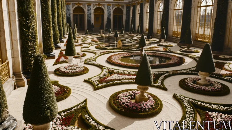 Enchanting Garden with Fountain: A Visual Delight AI Image